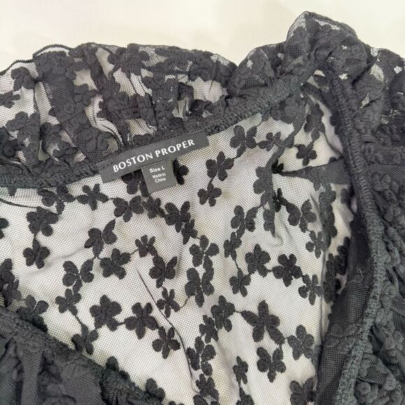 Boston Proper Cardigan Women  Whimsigoth Bell Sleeve Lace Sheer Vampy Ruffles - Picture 3 of 11